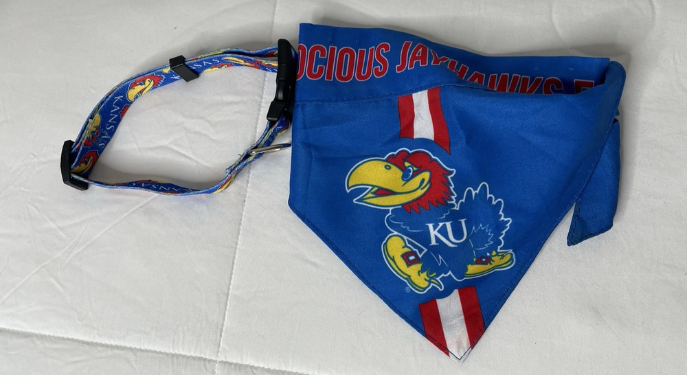 Kansas Jayhawks KU Dog Bandana & Adjustable Collar Set Little Earth